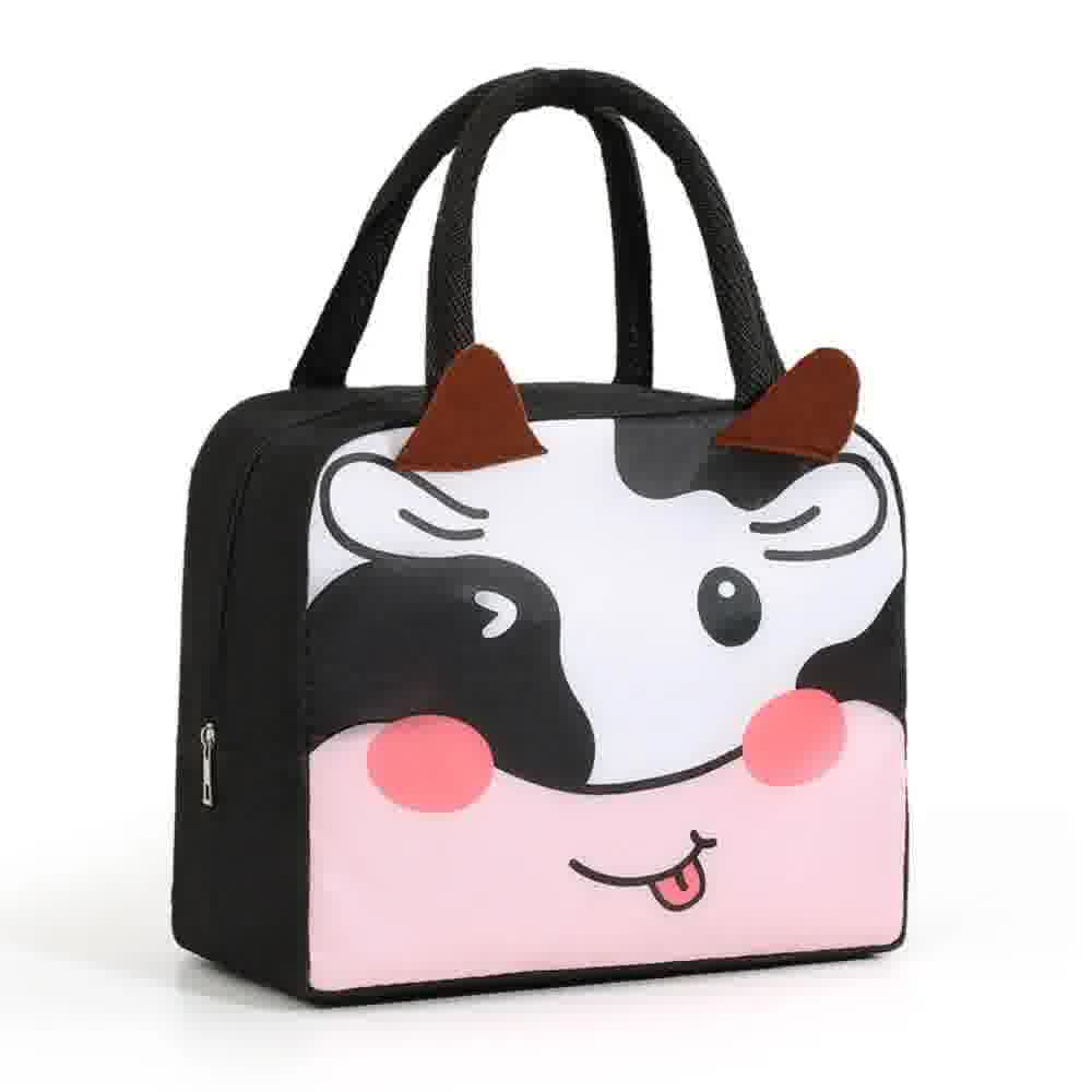 Sac isotherme enfant cartoon motif vache, fond blanc