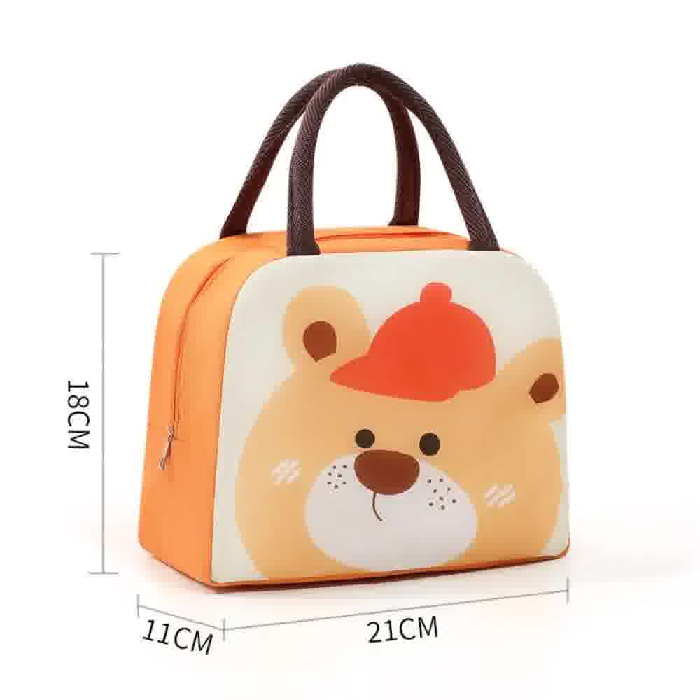 Sac isotherme enfant cartoon motif ours brun, fond blanc