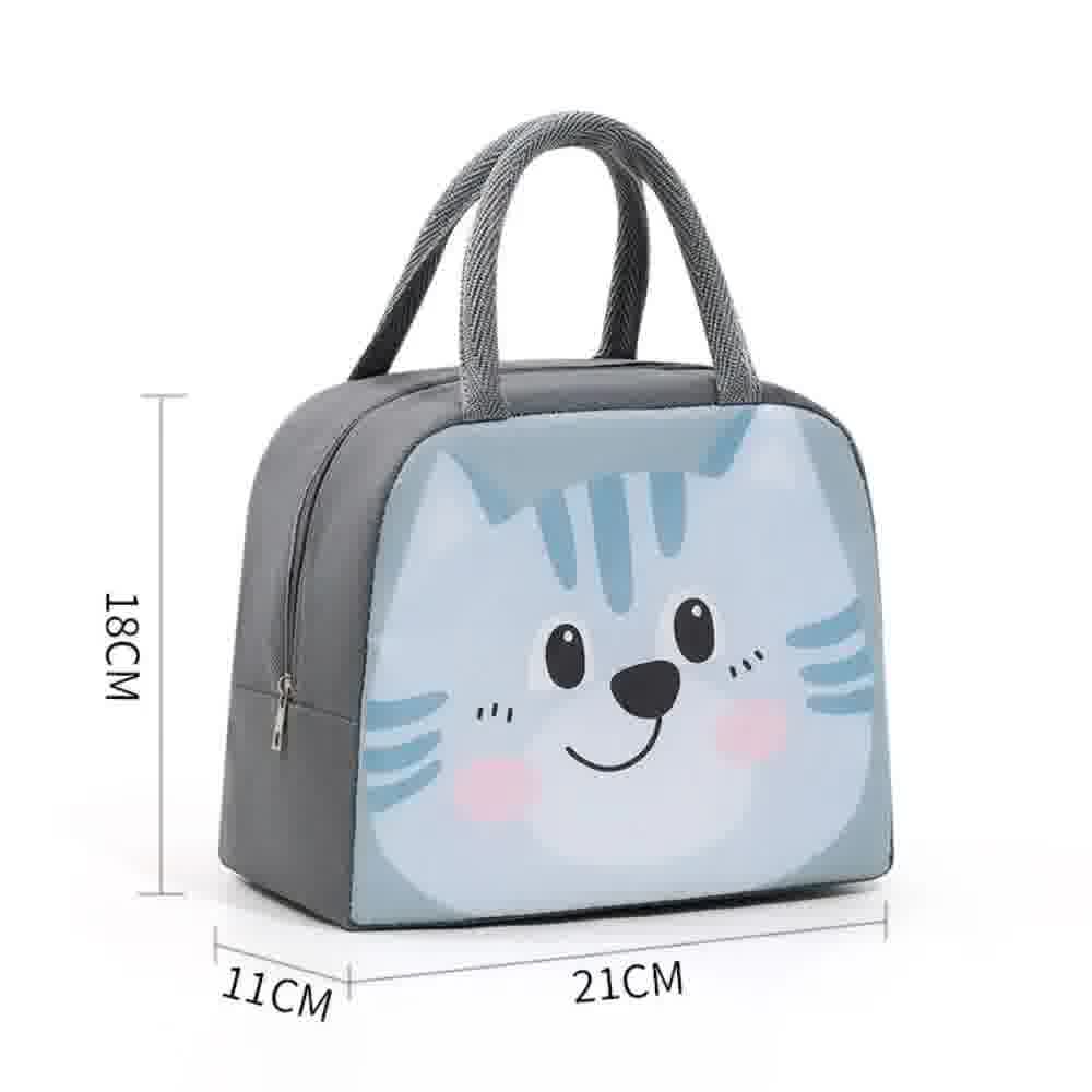 Sac isotherme enfant cartoon motif chat, fond blanc