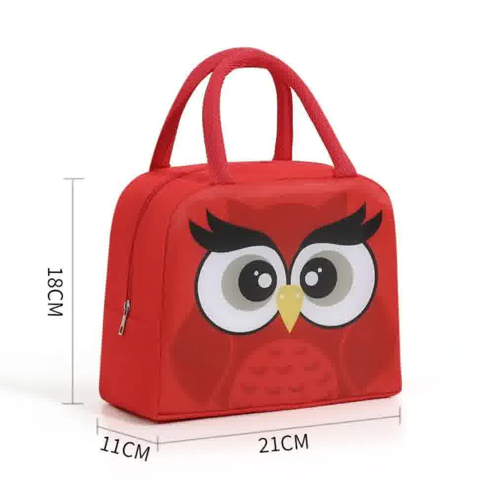 Sac isotherme enfant cartoon motif hibou, fond blanc