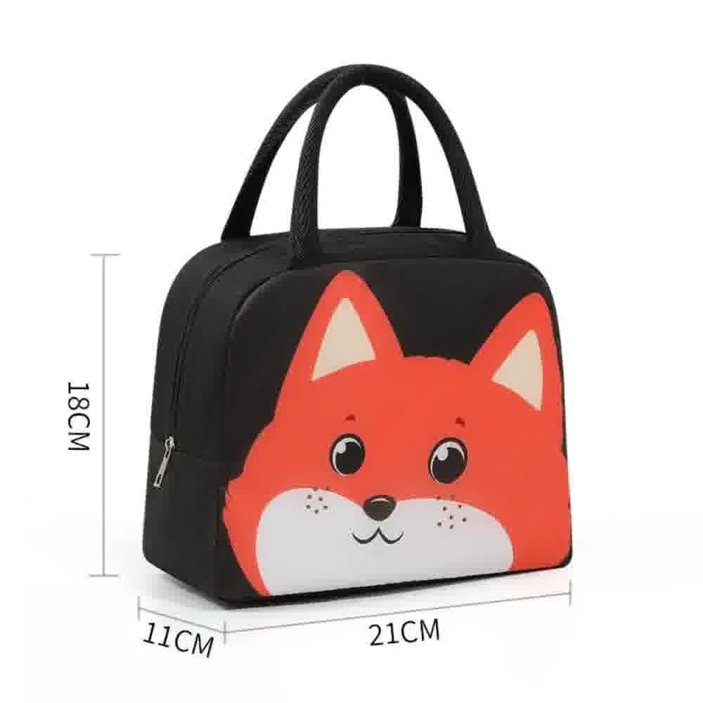 Sac isotherme enfant cartoon motif renard, fond blanc