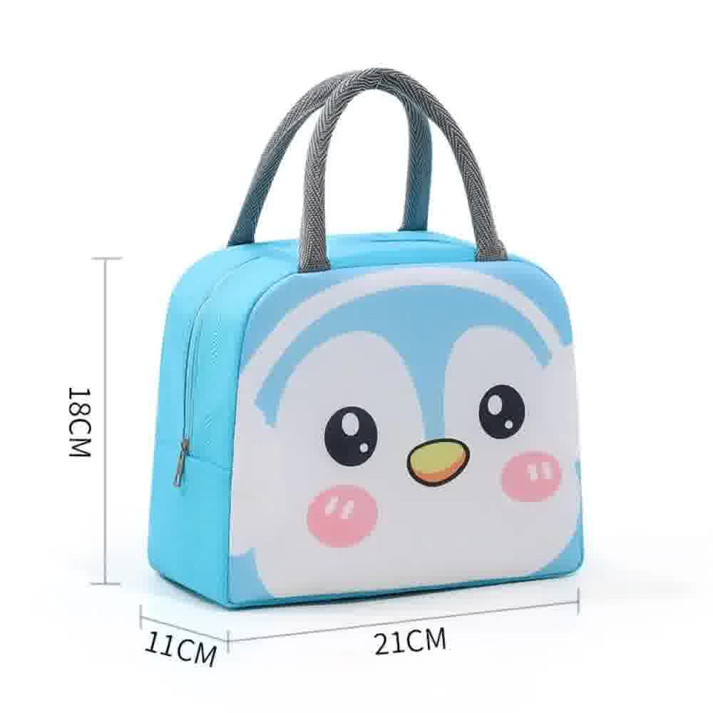 Sac isotherme enfant cartoon motif pingouin, fond blanc