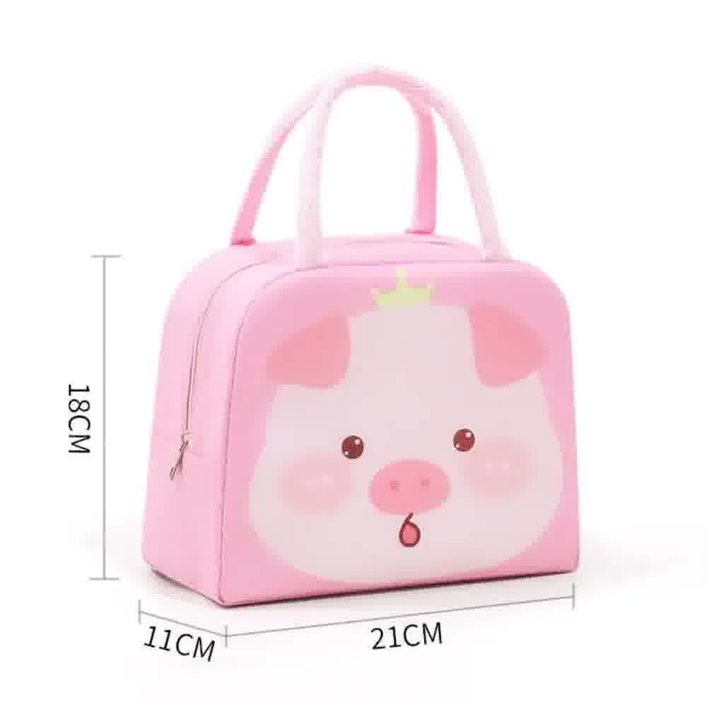 Sac isotherme enfant cartoon motif cochon, fond blanc